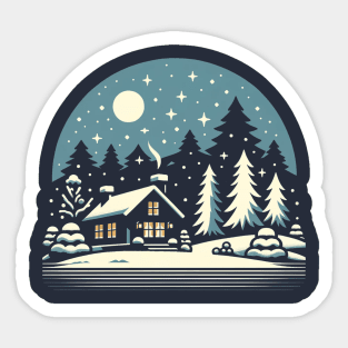 White Christmas: Retro-Vintage Christmas Scene Sticker